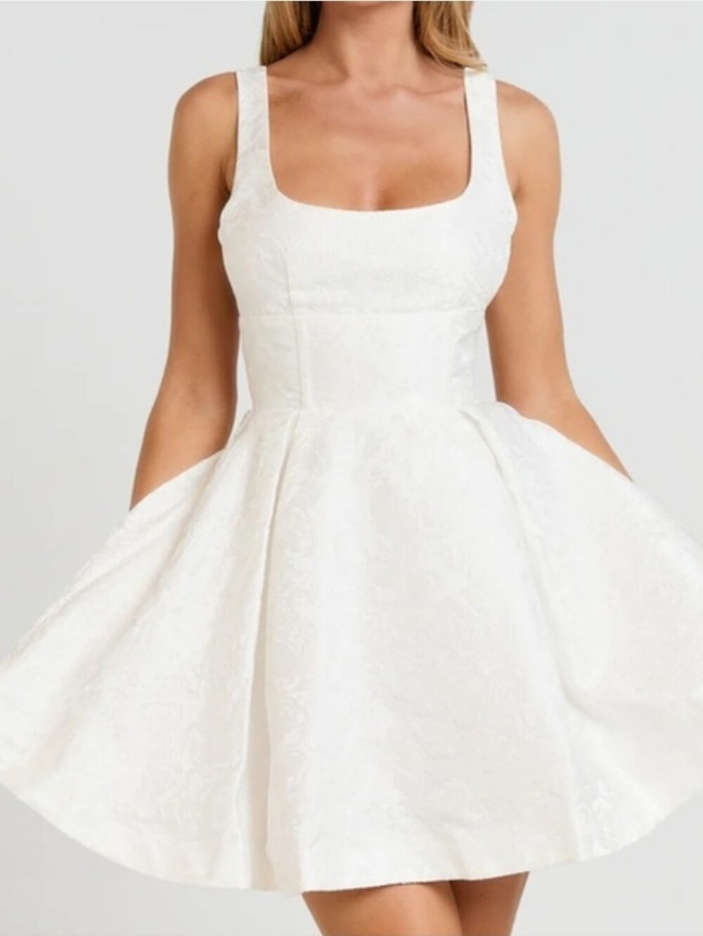 Showpo Stephanie Mini Dress Size 16 Ivory Corset Scoop Neck Wedding Bridal